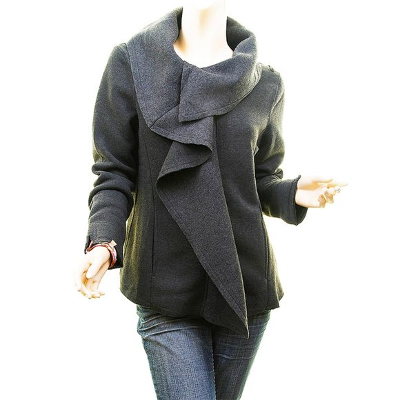 Italian Wool Blend Drape Cascade Ruffle Cardigan Jacket - 7592